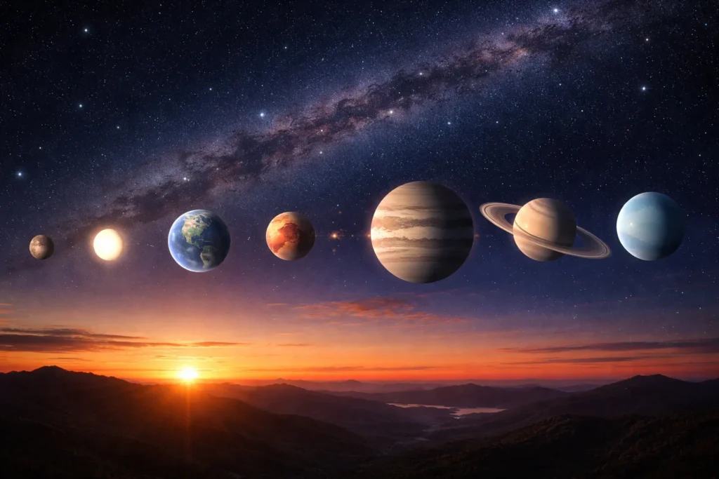 Un espectáculo en el cielo: varios planetas se alinearán y podrán verse sin telescopio